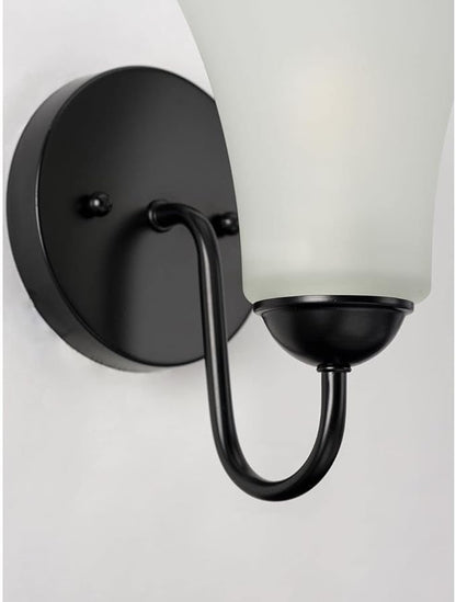 Progress Lighting Classic Collection 1-Light Etched Glass Traditional Bath Vanity Light Matte Black