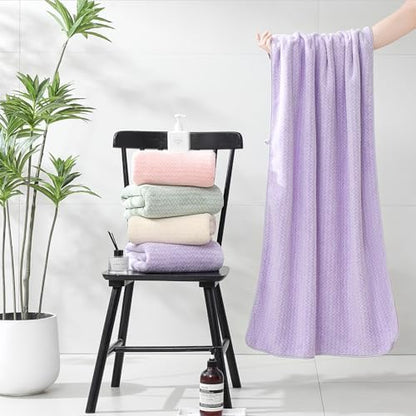 Ultra Soft Bath Towel Set,12 Piece (4 Bath Towels,4 Hand Towels,4 Washcloths) Family Bathroom Towels Set with Hanging Loop,Quick Dry Extra Absorbent Shower Towel for Bathroom,Hotel,Spa-Light Purple