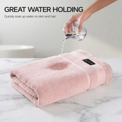 REDKISS 2 Pack Bath Towels Large 32x63 Inches, Heavyweight 760G - Pink