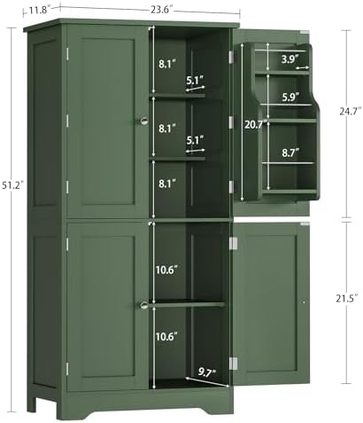 Pantry Cabinet with 4 Doors, Kitchen Storage Cabinet with Door Shelves,