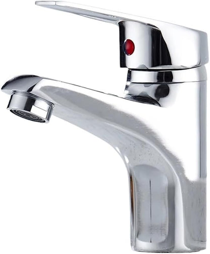 Faucet Chrome Bathroom Basin Single Hole Deck Mount Mixer Kitchen Sink Hot and Cold Water Faucet with G1/2 Hose(Brushed Gold) Faucet