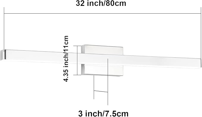 LED Modern Bathroom Vanity Light Fixtures (32-Inch, Cool White 6000K), Modern Acrylic Bathroom Wall Lighting Fixtures for Bathroom Over Mirror, Chrome