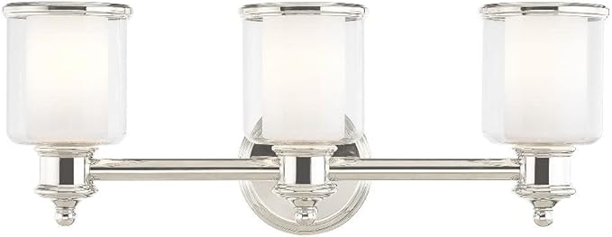 Livex Lighting 40213-91 Transitional Three Light Bath Vanity from Middlebush Collection in Pwt, Nckl, B/S, Slvr. Finish, Brushed Nickel, 23.5 x 6.5 x 9
