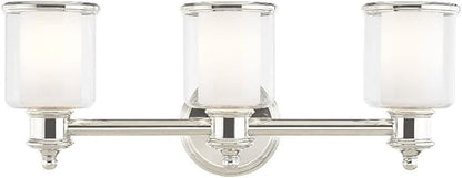 Livex Lighting 40213-91 Transitional Three Light Bath Vanity from Middlebush Collection in Pwt, Nckl, B/S, Slvr. Finish, Brushed Nickel, 23.5 x 6.5 x 9