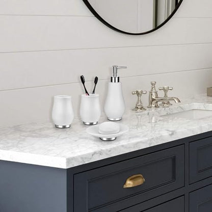 RQYIXI Ceramic Bathroom Accessories Set,White,4 Piece,Tulip Design