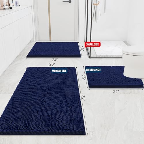 Smiry Bathroom Rugs 48X32, Luxury Chenille Extra Soft Absorbent Bath Mat