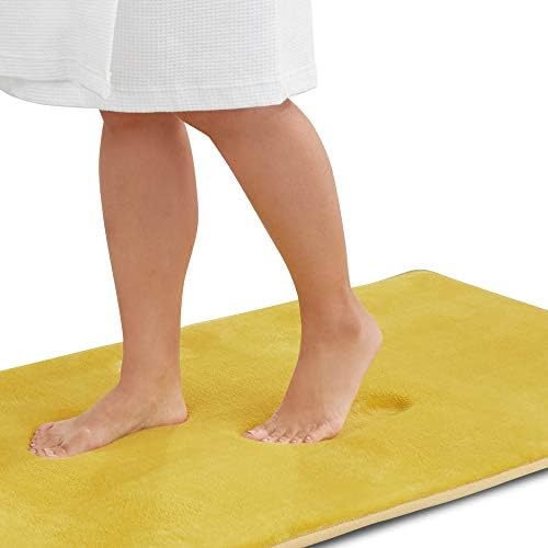 Memory Foam Bath Mat Non Slip Absorbent Super Cozy Velvet Bathroom Rug Carpet (60 inches X 17 inches, Mustard)