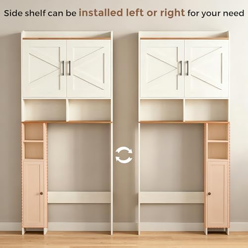 Homhedy Wooden Over The Toilet Storage Cabinet with Barn Door