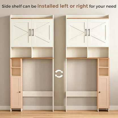 Homhedy Wooden Over The Toilet Storage Cabinet with Barn Door