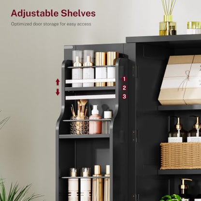 Pantry Cabinet with 4 Doors, Kitchen Storage Cabinet with Door Shelves,