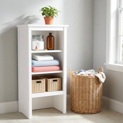 Alaterre Furniture Dorset Bathroom Storage Shelf Hutch, White, 17”W x 29”H