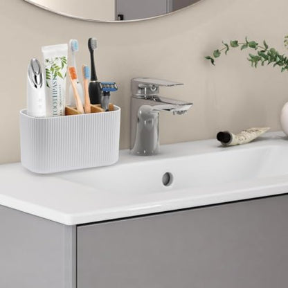 GFWARE White Toothbrush Holder, 5 Slots Bathroom Storage Organizer