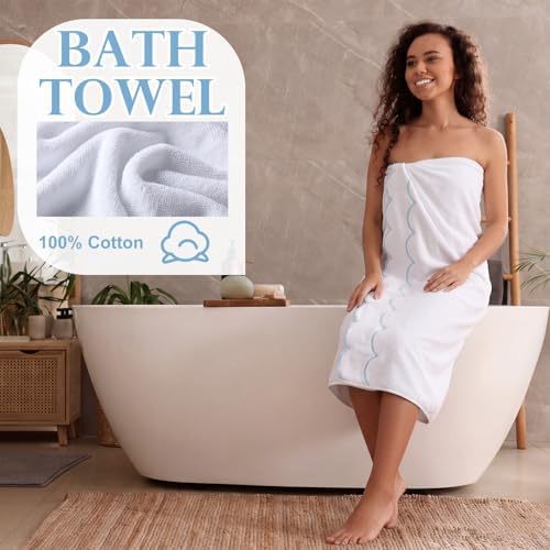 Hahafelt Decorative Bathroom Towel Set,Blue,Scalloped