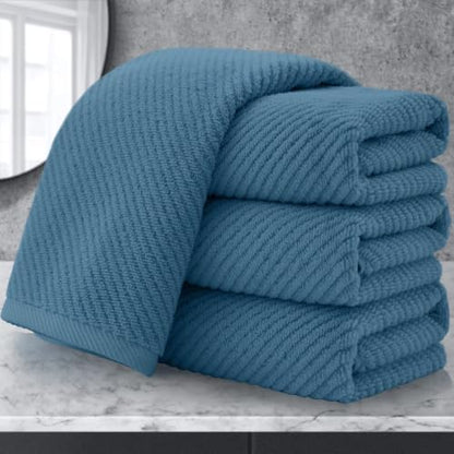 VOOVA & MOVAS Hand Towels 4PC, 100% Cotton, 18x28 in, Dark Blue