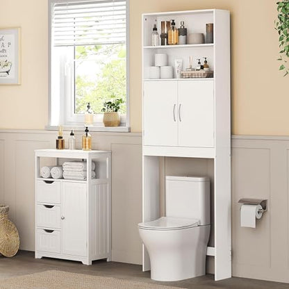Yaheetech 77'' H Over the Toilet Storage Cabinet, Bathroom Organizer, White