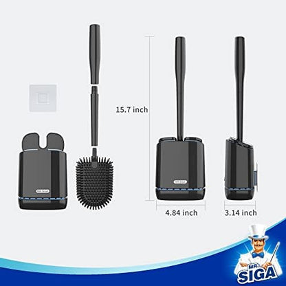 MR.SIGA Toilet Bowl Brush and Holder, Wall Mounted Toilet Brush, Black