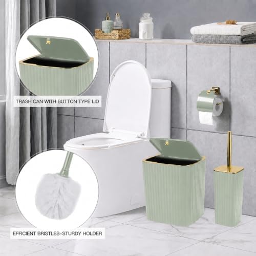 6PCS Bathroom Accessories Set, Sage Green Bathroom Set for Boho Decor