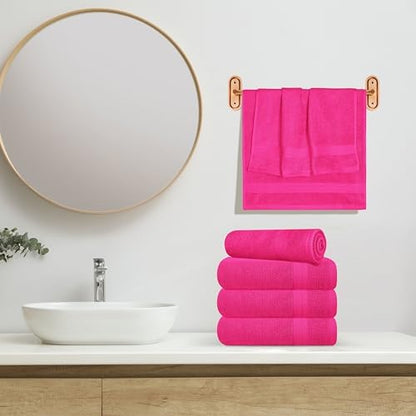 GLAMBURG Ultra Soft 6-Piece Hand Towel Set 16x28-100% Ringspun Cotton - Durable & Highly Absorbent Hand Towels - Ideal for use in Bathroom, Kitchen, Gym, Spa & General Cleaning - Hot Pink