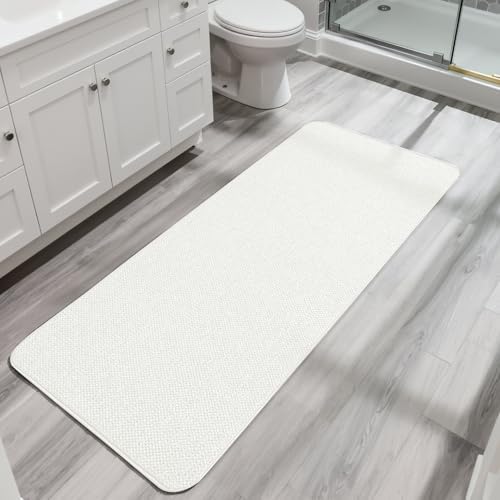 Bosap Bath Mat,Ultra Thin Bathroom Runner Rugs,Large Bath Mats for Bathroom,Quick Dry,Non-Slip,Machine Washable,Low Pile,Bath Rug,Shower Outside,Sink,Home Decor Accessories.Cream,2'x6'(24x72inch)