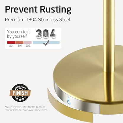 KES Gold Toilet Paper Holder Stand, 26" H (Taller Version), Weighted Base