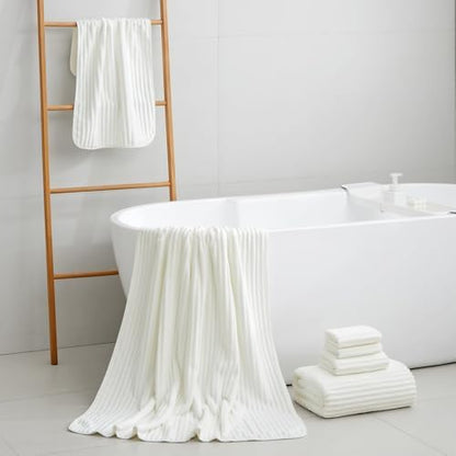 6 Piece Bath Towel Set, 30"x60" Microfiber Towels,White