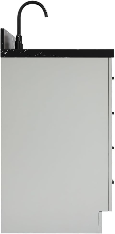 ARIEL Hepburn 60 Inch Single Rectangle Sink Bathroom Vanity with Nero Marquina Black Quartz Countertop 1.5 Inch in Grey