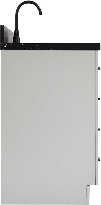 ARIEL Hepburn 60 Inch Single Rectangle Sink Bathroom Vanity with Nero Marquina Black Quartz Countertop 1.5 Inch in Grey