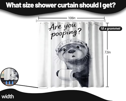 Extra Long Shower Curtain XL are You Pooping Otter, 108 x 72 Inchs