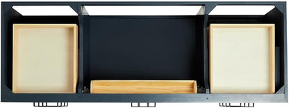 ARIEL Hepburn 60-inch Bathroom Vanity Base Cabinet,Solid Wood, 2 Soft Closing Doors, 9 Dovetail Drawers, Midnight Blue