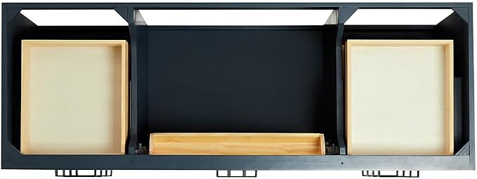 ARIEL Hepburn 60-inch Bathroom Vanity with Sink,Solid Wood, 0.75-inch Italian Carrara Marble Countertop, Single Rectangular Porcelain Sink, 2 Soft Closing Doors, 9 Dovetail Drawers, Midnight Blue