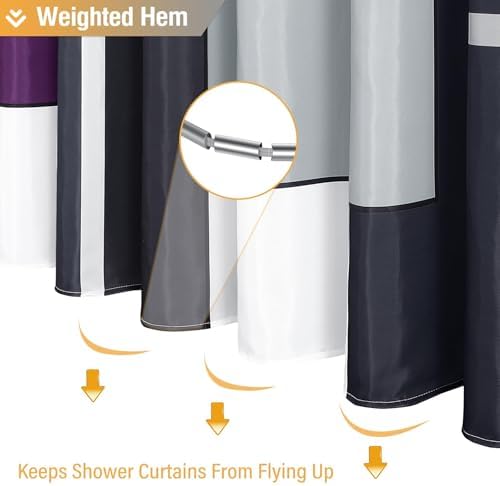 BTTN 72 x 96 Long Modern Geometric Waterproof Fabric Shower Curtain, Purple