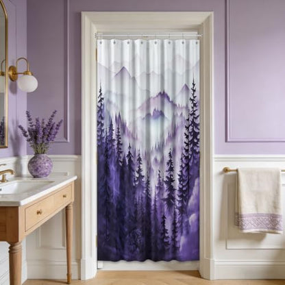 Dark Purple Forest Stall Shower Curtain, 47X64 in Narrow Small, Mountain