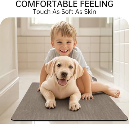 Mecko Bath Mat 24"x48",Ultra Thin Bathroom Rug fit Under Door Brown
