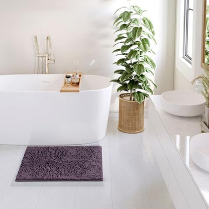Hearth & Harbor Bathroom Rugs, Chenille Bath Mat - Machine Washable Bath Mats for Bathroom Non-Slip Backing Rubber, Quick Dry Bathroom Mat