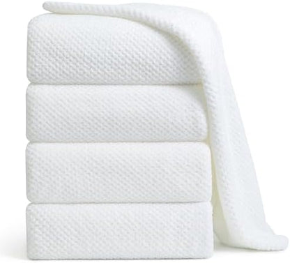 Smuge Bath Towel Set, 4-Piece 35x70 Inches, Extra Large Microfiber Bath Towels, Quick Dry, Lightweight, Soft, Highly Absorbent, White