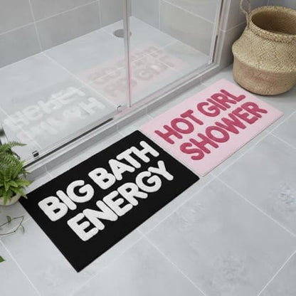 Big Bath Energy Bath Mat, Funny Black Tufted Bathroom Rug 30''x20''