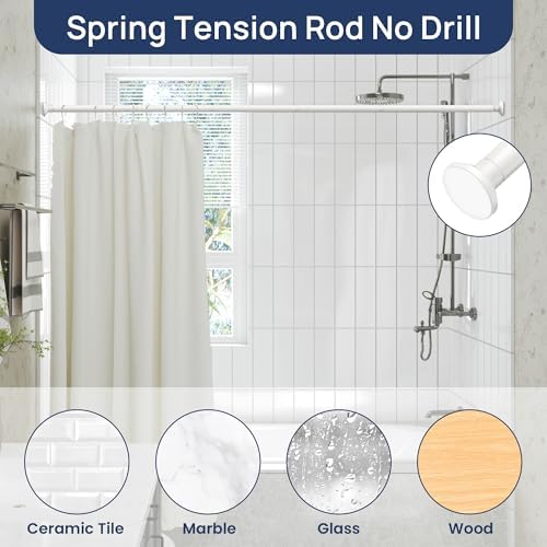 ENJOYBASICS 1" White Shower Curtain Rod, 30-76" Adjustable, Secure Tension
