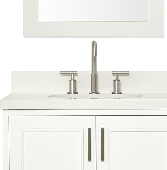ARIEL Stafford 84-inch Bathroom Vanity with Sink,Solid Wood, 1.5-inch Pure White Quartz Countertop & Backsplash, Double Oval Porcelain Sink, 5 Soft Closing Doors, 6 Dovetail Drawers, White