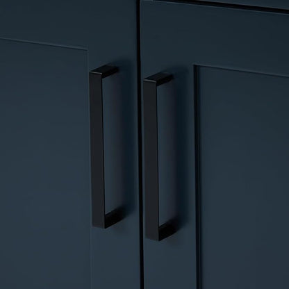 ARIEL Hepburn 36-inch Bathroom Vanity Base Cabinet,Solid Wood, 2 Soft Closing Doors, 5 Dovetail Drawers, Midnight Blue