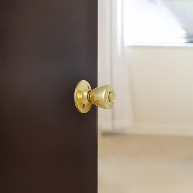 Design House 782748 Tulip Privacy Bed and Bath Door Knob Polished Brass, 1 Count (Pack of 1)