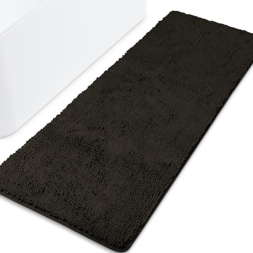 Yeaban Chenille Chocolate Brown Bathroom Runner Rug 24"x72"