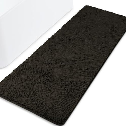 Yeaban Chenille Chocolate Brown Bathroom Runner Rug 24"x72"