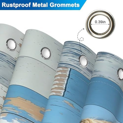 Waterproof Nautical Shower Curtain with Hooks, Deck Swim Ring Fabric Shower Curtains for Bathroom, Metal Grommets & Weighted Hem, Machine Washable Bathroom Shower Curtain Set, 72" W x 72" L