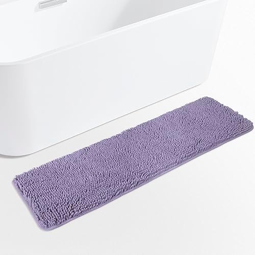 Yeaban Chenille Lavender Bathroom Runner Rug 17"x47"