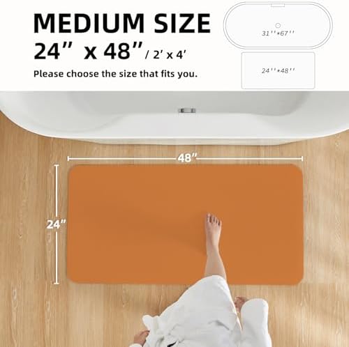 TYUU Thin Bath Mat, Bathroom Rugs Non Slip Washable, 24x48 Orange
