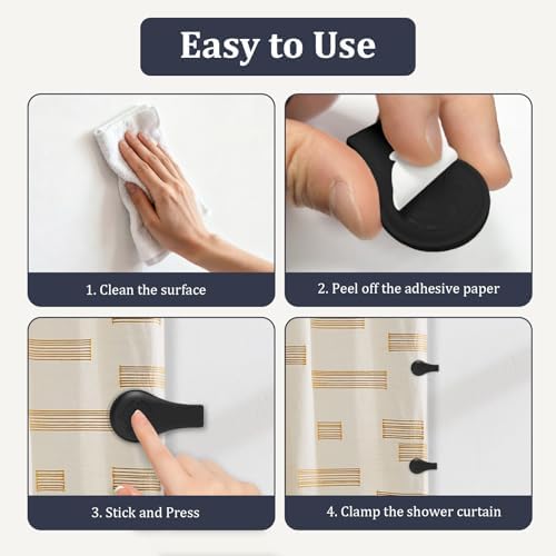 Magnetic Silicone Shower Curtain Clips for Liner 3 Packs (Black)