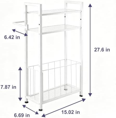 Freestanding Toilet Paper Holder with Storage for Small Bathrooms, White