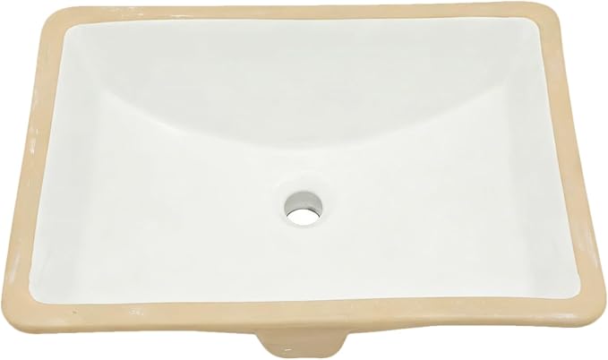 White Undermount Bathroom Sink 21.1"x15.1"Ceramic Basin | Modern Porcelain Under Counter Bathroom Vanity Sink, Interior Bowl 19.2"x 13.1", Rectangular Undermount Basin with Overflow