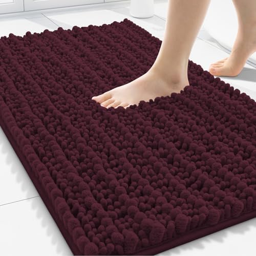 Smiry Bathroom Rugs 30X20, Extra Soft Rubber Backing Chenille Bath Mats