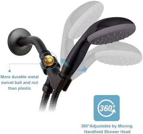 OFFO Shower Head Holder for Handheld Shower Head, Oil Rubbed Bronze Adjustable Shower Arm Mount for Connecting Shower Arm and Shower Hose, 1/2 in IPS Female Inlet and Male Outlet